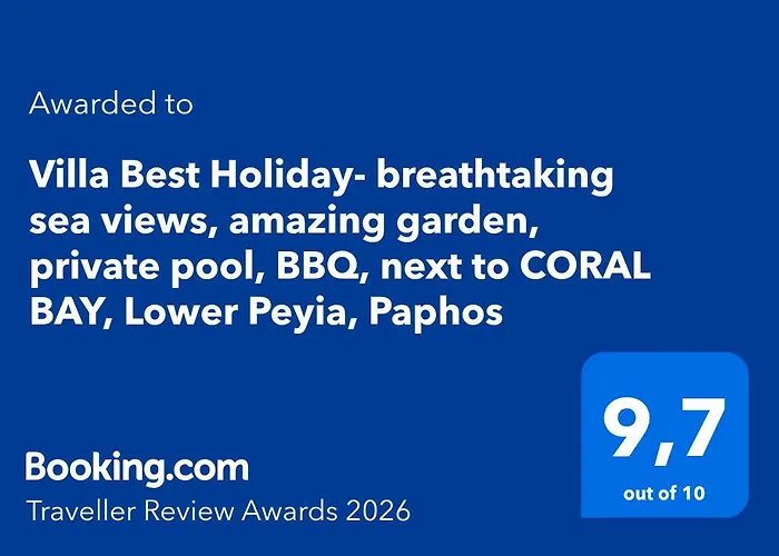 Holiday- Breathtaking Sea Views, Amazing Garden, Private Pool, Bbq, Next To Coral Bay, Lower Peyia, Paphos Vila *